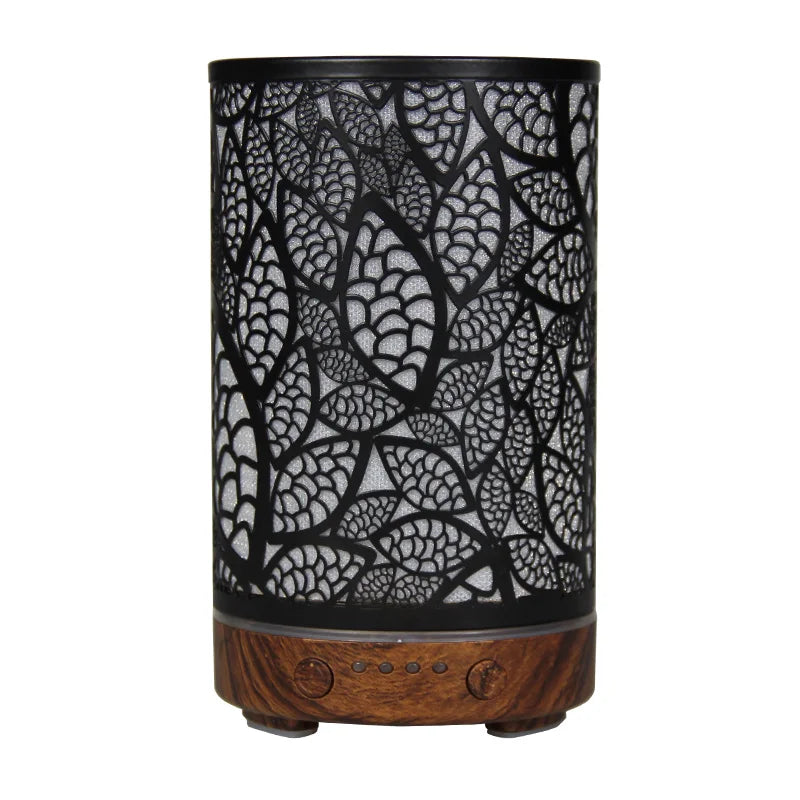 100ML Aroma Diffuser Ultrasonic Humidifier with 7 Color Light, 1H/2H Timer, Auto Shut-Off, Leaf Essential Oil Diffuser for Home