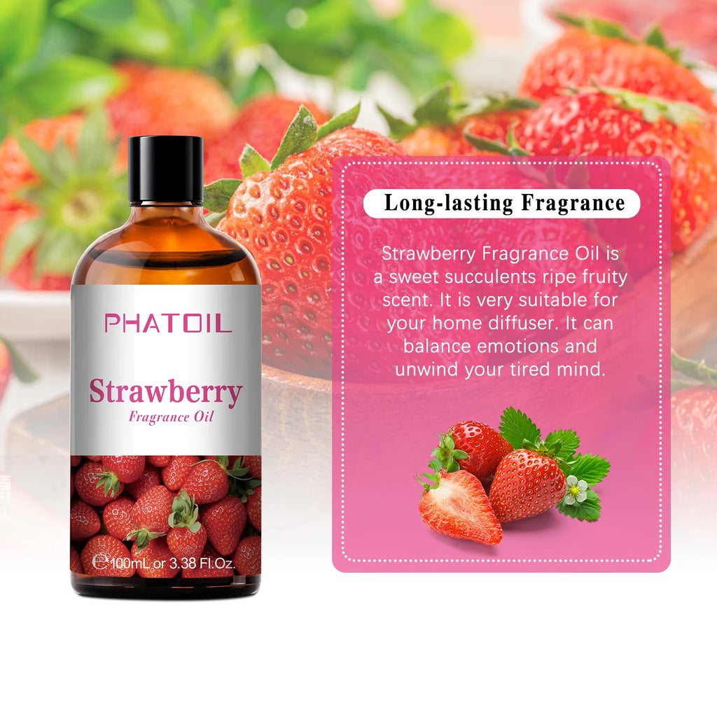 PHATOIL 100ml Fragrance Oils for Aromatherapy & Diffuser Strawberry Cherry Coconut & Vanilla Fragrance Oils For Candle Making