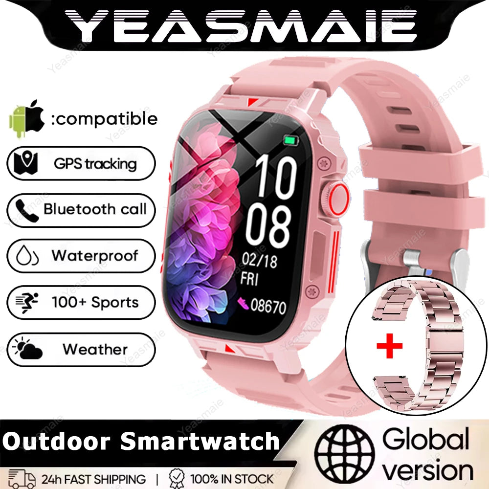 2025 New Rugged Military Sports Smart Watch 1.95 inch 300mAH Bluetooth Fitness Tracker reloj hombre Smarthwhatch For Android IOS