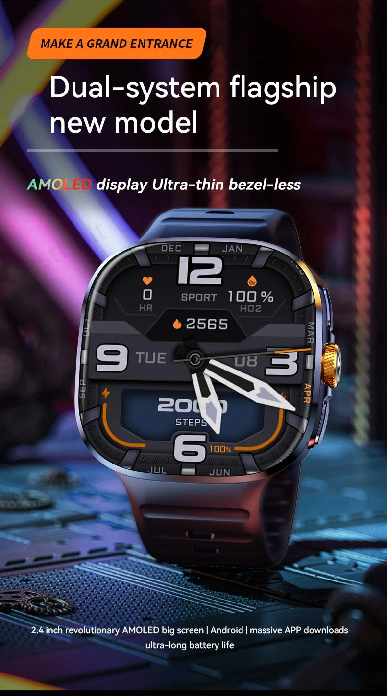 M99 4G 5G Cellular Version Smartwatch 2.4inch Amoled Larger Screen Android 10 Smart Watch With Rotary Camera Sim Card Slot WIFI