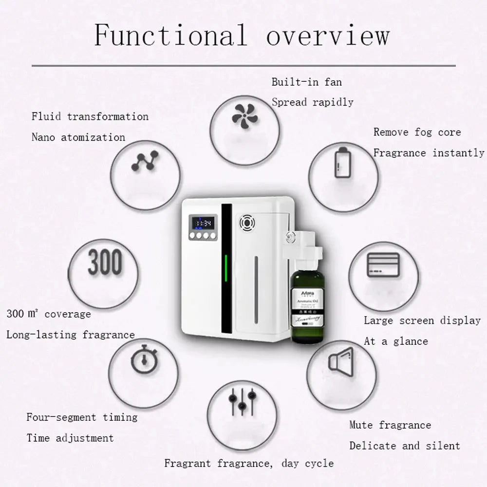 Fragrance Diffuser Coverage 300m³ Room Air Freshener Bluetooth Oil Diffuser For Essential Oil Electric Smell For Home Perfume