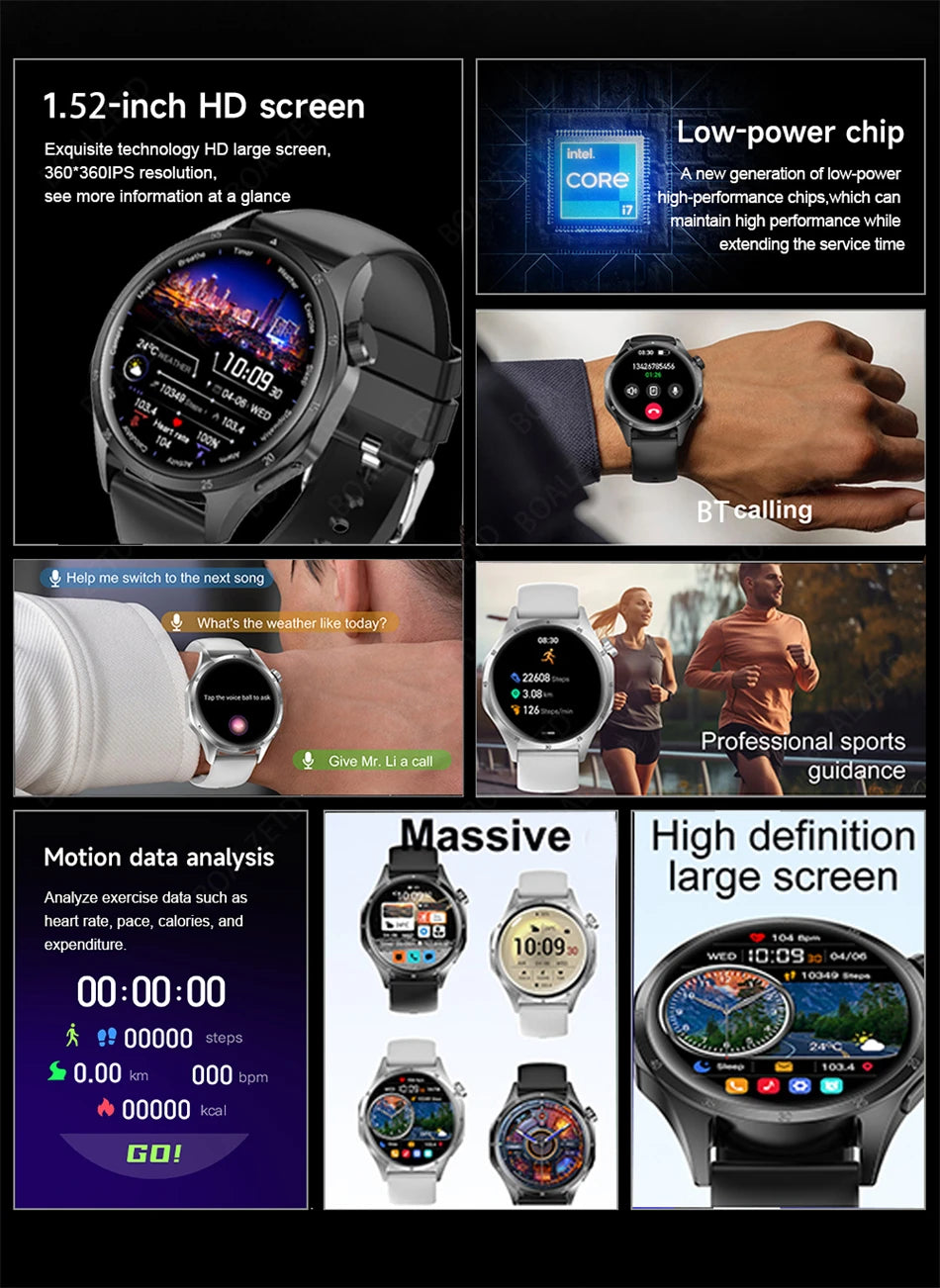 New Bluetooth Call Music Men's Smart Watch GPS Movement records NFC IP68 Waterproof Women Health Monitoring Smart Bracelet Gift