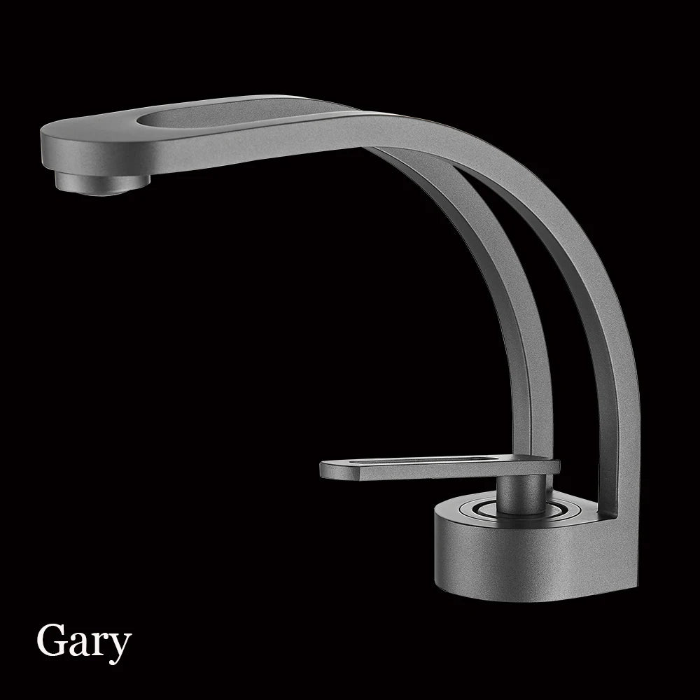 BAKALA Basin Faucet Modern Bathroom Mixer Tap Black/Gold Wash basin Faucet Single Handle Hot and Cold Waterfall Faucet