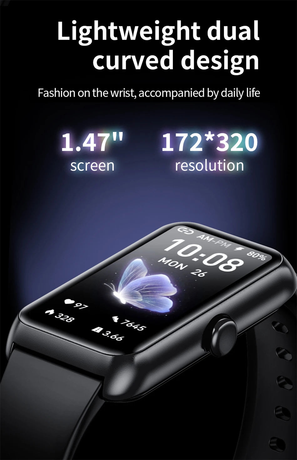 2025 New Smartwatch 1.47-inch Blood Oxygen Heart Rate Sleep Health Monitoring Information Push Multi Sports Band Watch Bracelet
