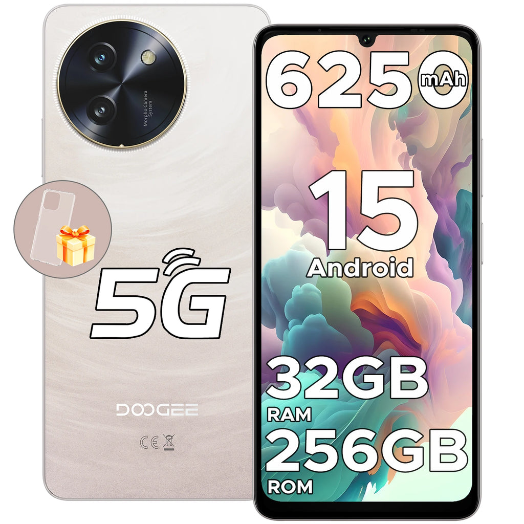 DOOGEE Note59 Pro 5G Smartphone Android 15 6.75" 120Hz Display 32GB(8+24) 256GB 6250mAh Battery Widevine L1 NFC Cellphone