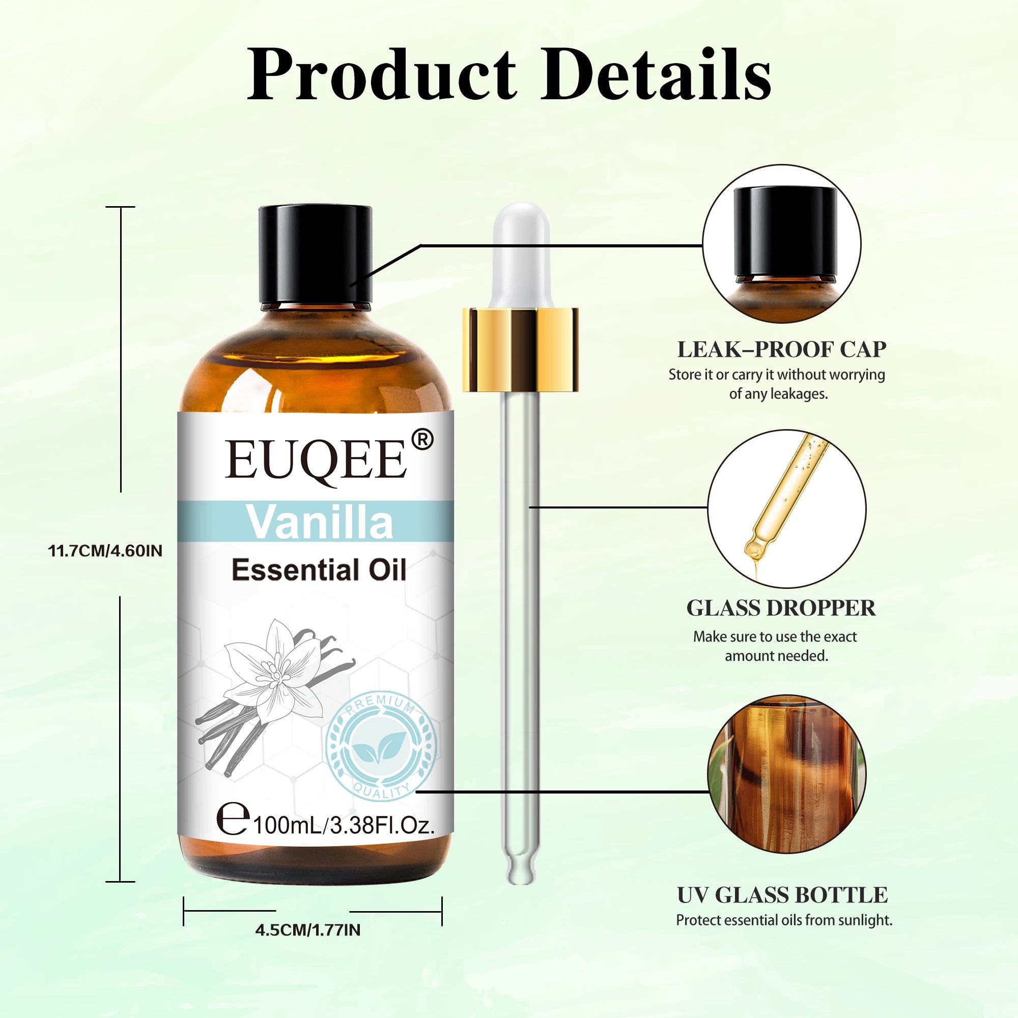 EUQEE 3.38FI.Oz. Aromatherapy Essential Oil For Reed Diffuser Humidifier-100ml Vanilla Lavender Cinnamon Lemon Essential Oils
