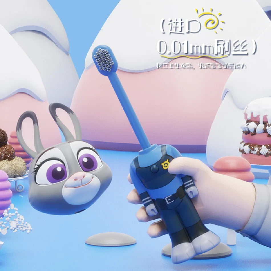 Disney Zootopia Scalable Toothbrush Cute Nick Judy Anime Figures Transformable Soft Bristled Toothbrush Fine Bristled Kids Gifts