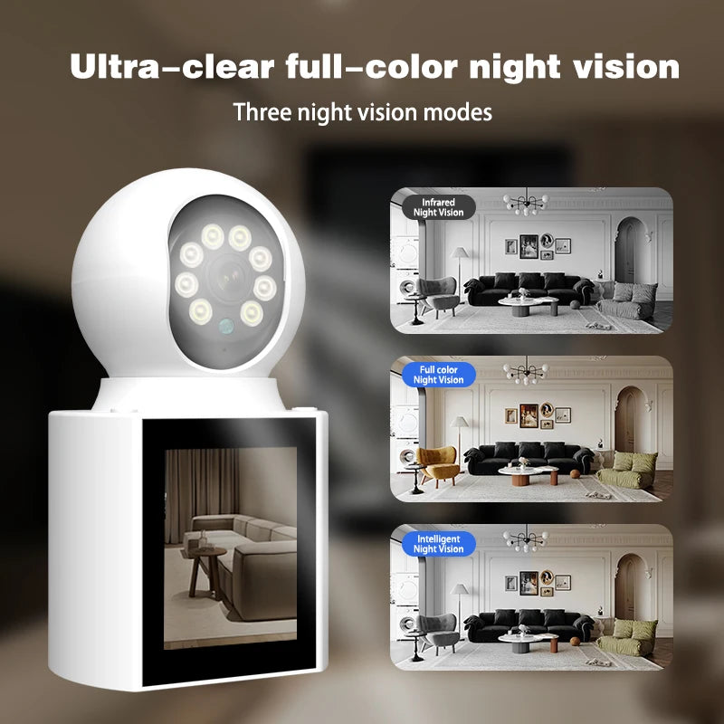 Ease Life App 3MP Video Calling Camera with Screen 2.4G Indoor Home Security Auto Tracking Nanny Baby/Elder/Dog/Pet IP Camera