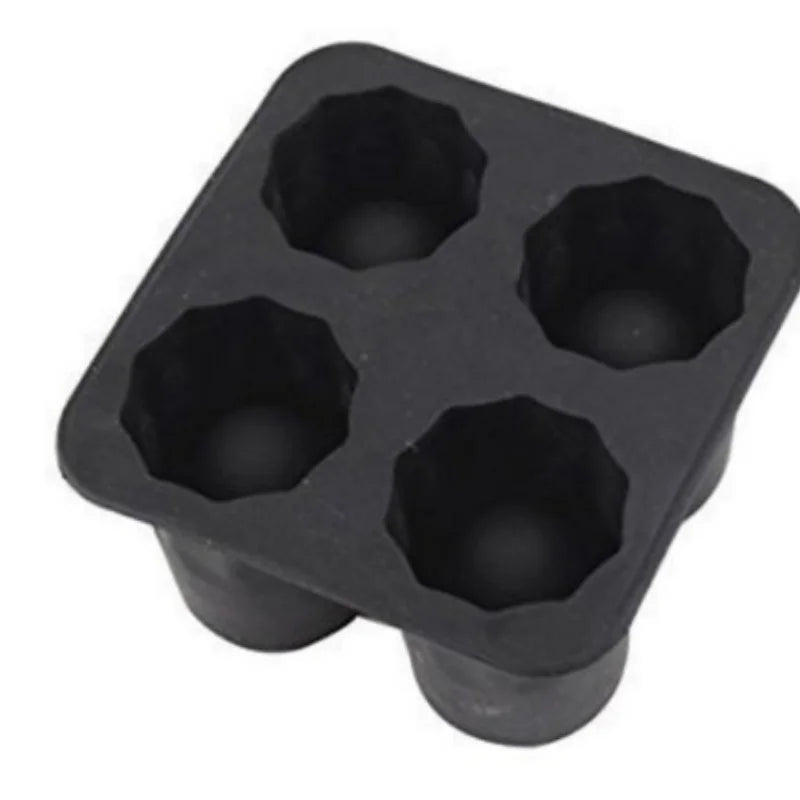 Silicone Ice Cube Mold Four Hole Press Ice Block Maker Creative Round Cup Shape Ice Molds for Whiskey Beer Bar Kitchen Tools