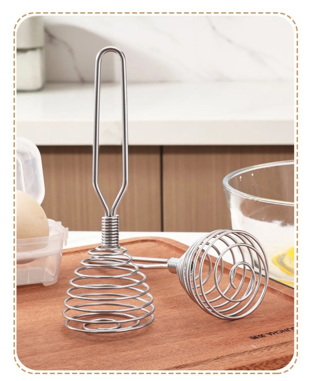 New Stainless Steel Manual Press Type Egg Beater Creative Honey Spoon Mixer Milk Jam Stirring Spoon Kitchen Baking Cooking Tools