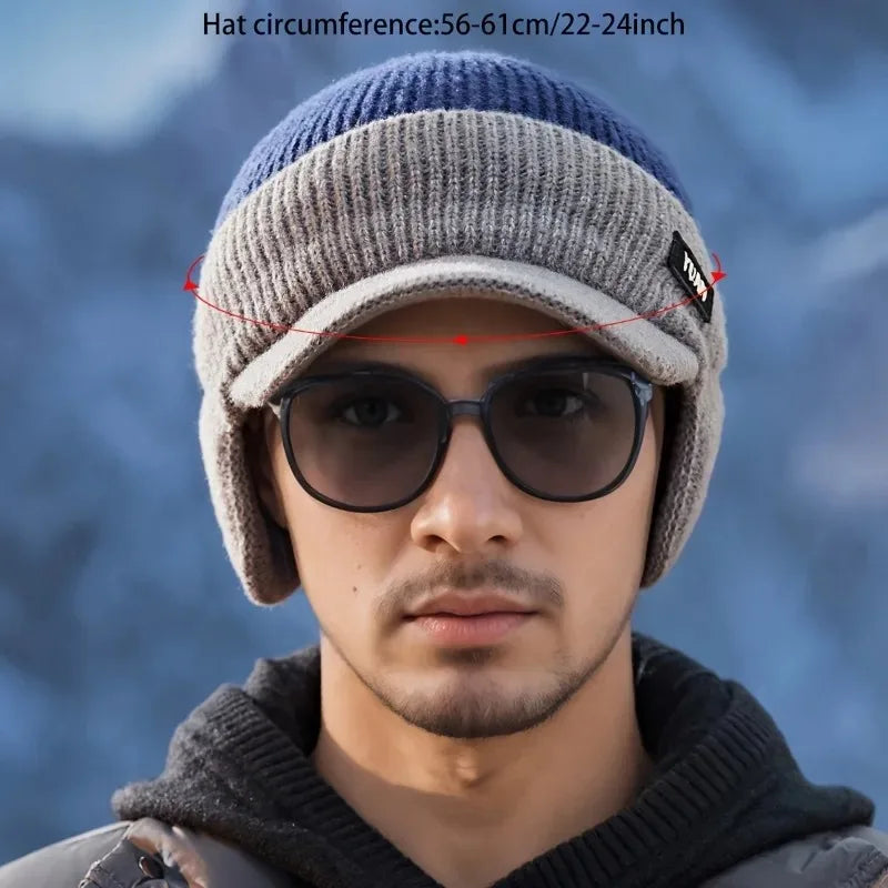 Dual-Tone Knit Baseball Cap - Outdoor Activities | Fashionable Dad Hat with Ear Protection | Perfect for Couples Hats for Men