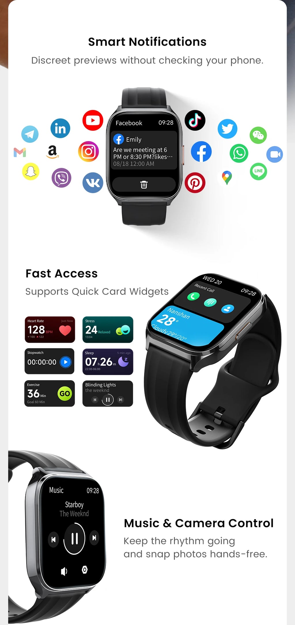 HAYLOU Watch 3 Voice Calling Smartwatch 1.85'' AMOLED Screen 24h Health Monitoring 150+ Sports Modes Smart Watch 1ATM Waterproof
