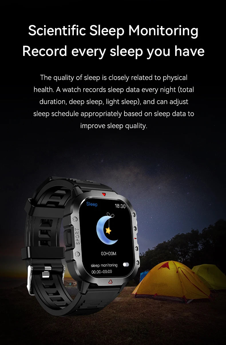 G.L Wear New Military Smart Watch Men Outdoor Sports Fitness Tracker Health Monitor 2.19 inch Bluetooth Talk Smart Watch