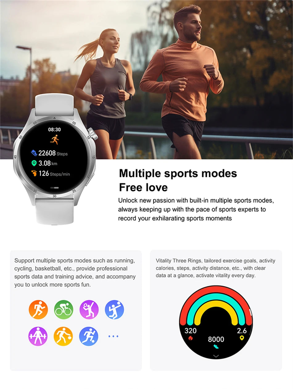 New Bluetooth Call Music Men's Smart Watch GPS Movement records NFC IP68 Waterproof Women Health Monitoring Smart Bracelet Gift