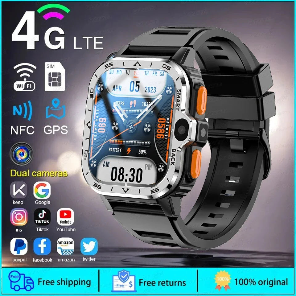 4G/5G SIM Card Wifi Smart Watch 64GB Large Memory APP Download 200W+800W HD Dual Camera Video Call Global Version Smartwatch Men