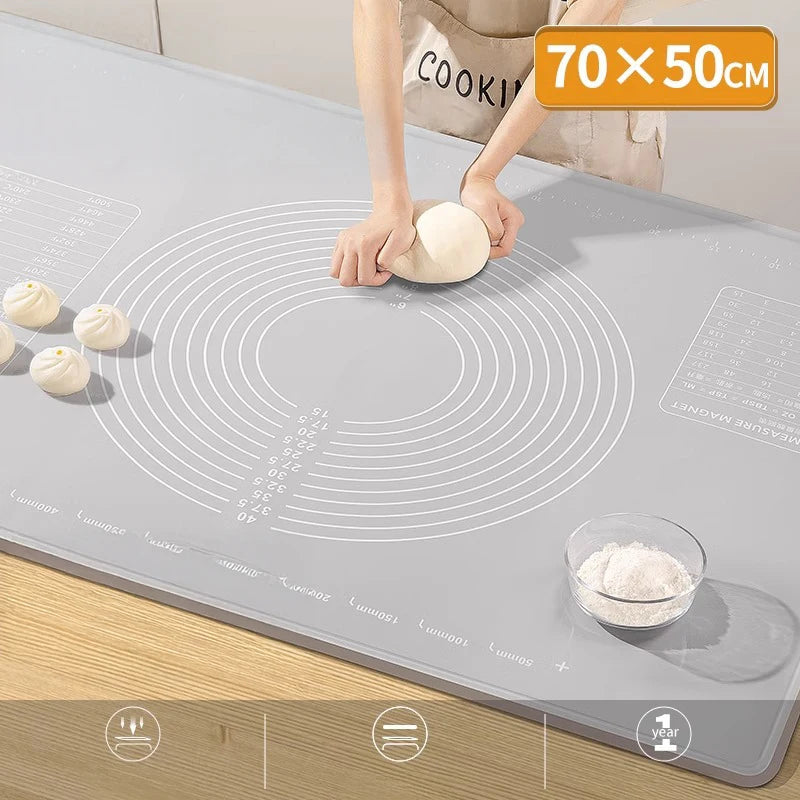 Kitchen Pastry Board Extra Thick Non-Slip Silicone Baking Mat Food Grade Rolling Dough Pastry Mat for Pizza Pasta Cookies
