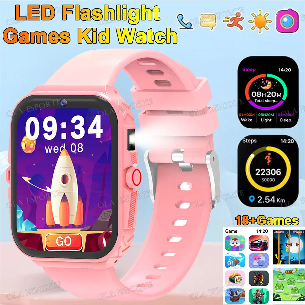 New Smart Watch For Children HD Touch Screen Camera 18 Games Sleep Monitoring Alarm Clock Calculator Birthday Gift Boy Girl HW12