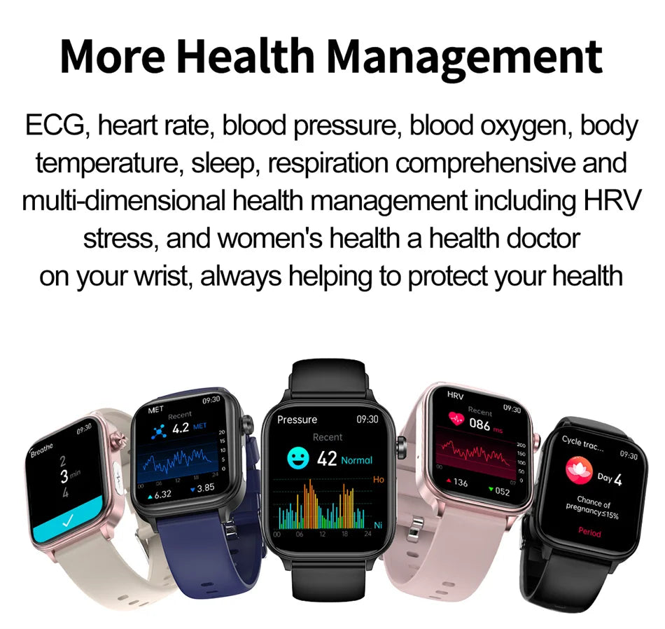 2026 New ECG+PPG Health Smartwatch Men Blood Fat Uric Acid Heart Rate Blood Pressure Bluetooth Call Waterproof Smart Watch Women
