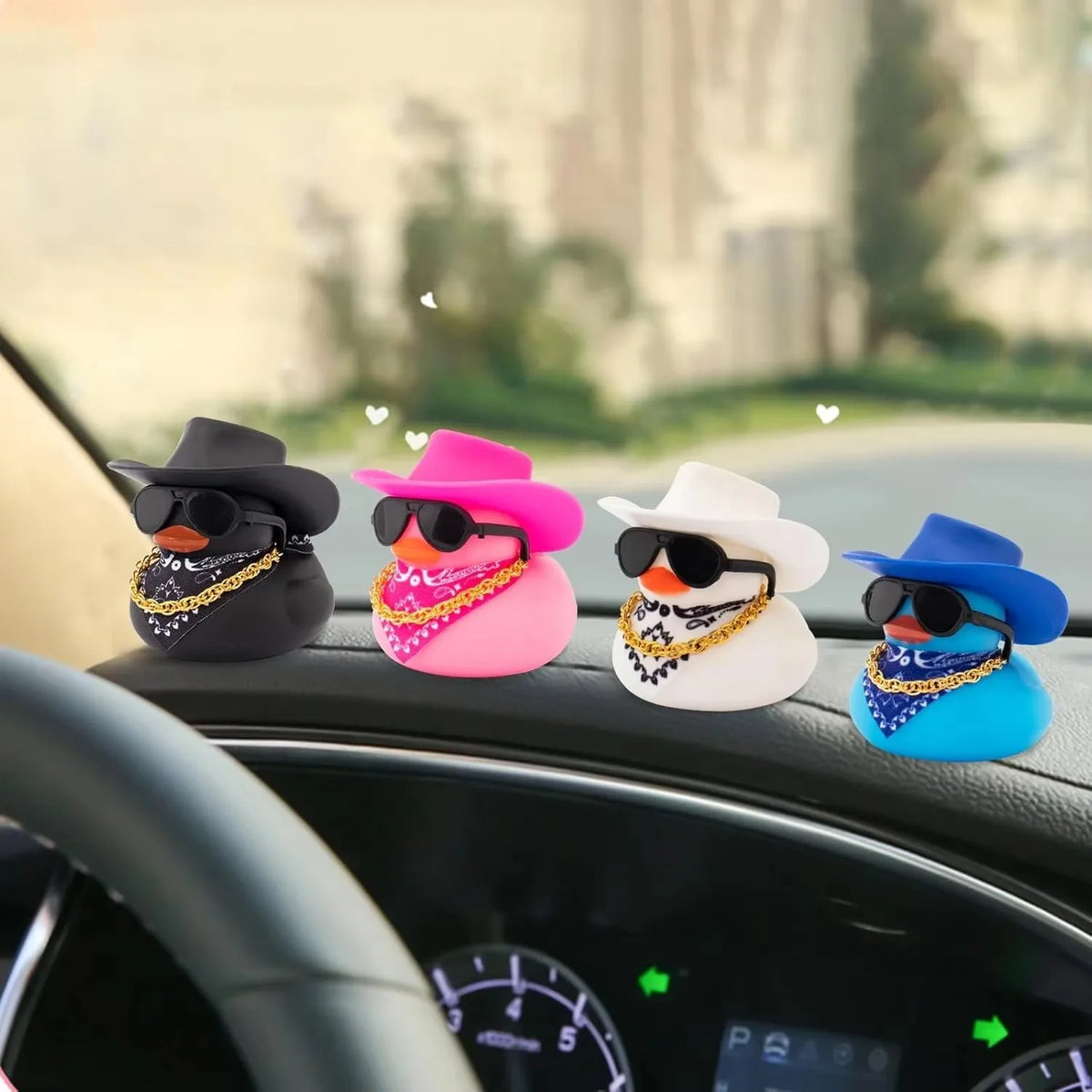 Car Decoration Rubber Cowboy Duck Car Dashboard Decorations Pink Cowboy Hat Rubber Ducks, Duck for Car Ornament Accessories