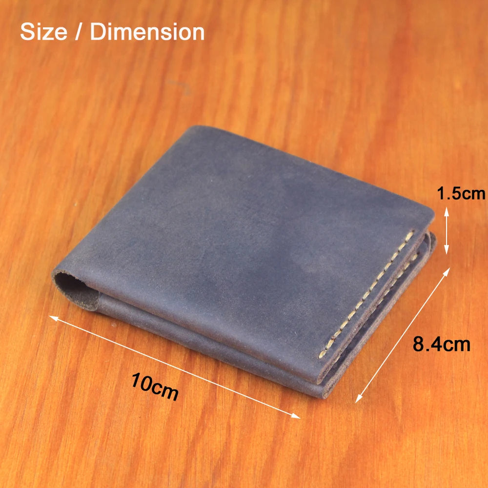 Luxury Handmade Genuine Leather Men Wallet Bifold Purse Male Wallets Short Money Clip Vintage Leather Money Bag with zip pocket