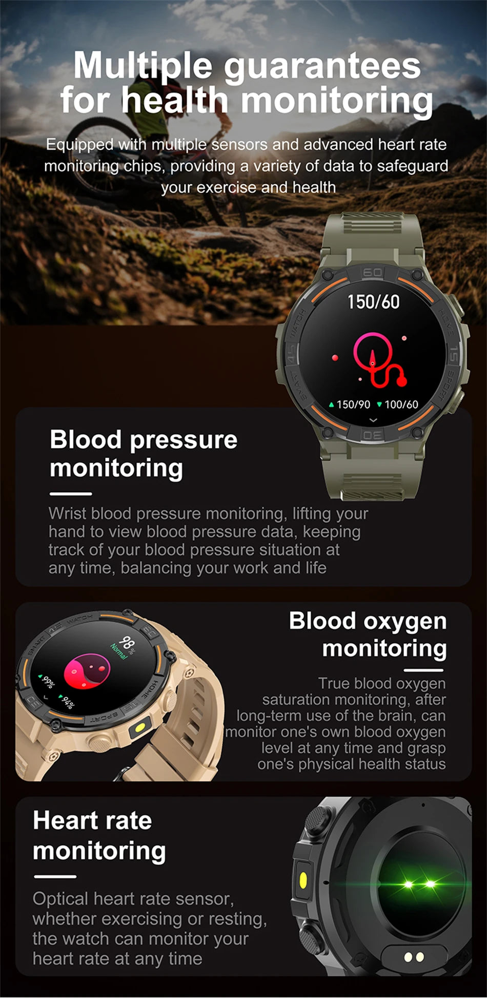 2026 New Military Outdoor Smart Watch GPS 1.52" Ultra HD Display Bluetooth Call Heart Rate IP69K Waterproof AI Smartwatch Men