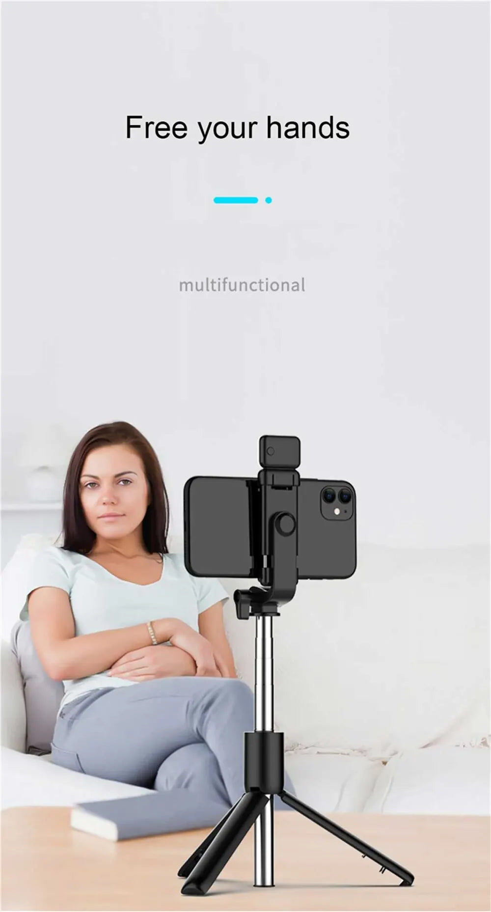Phone Selfie Stick Tripod Bluetooth Remote Wireless Selfi Stick Phone Holder With Beauty LED Fill Light For Phone Live Streaming