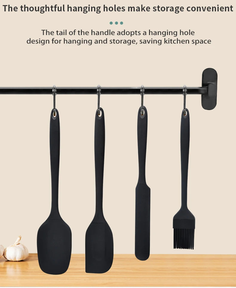 Silicone kitchenware 6-piece set, cream  scraper, spatula, oil brush, size scraper set baking tool，Non-integrated hand