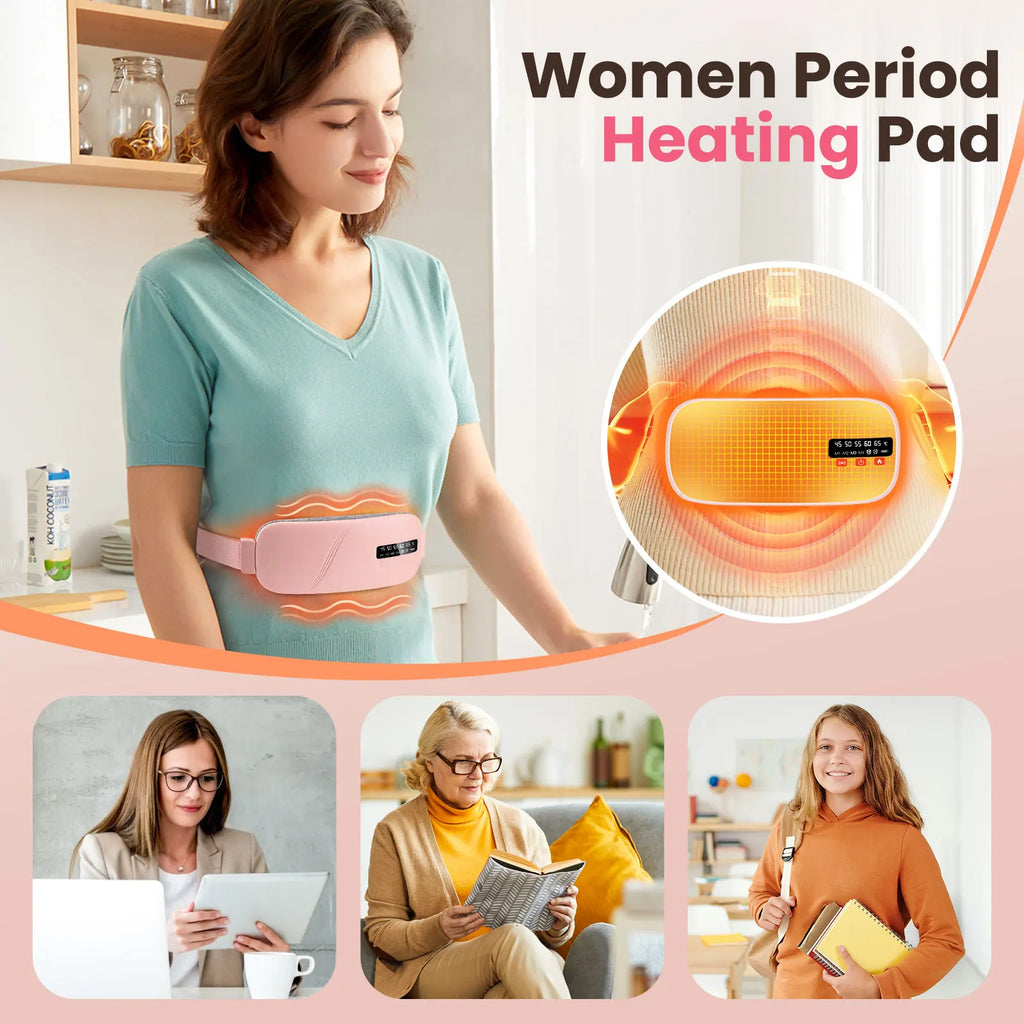 Women's Intelligent Menstrual Heating Belt 5-Speed Heat 4-Speed Vibration Massage Womb Warmer Nuangongbao Period Relief Waist Mat