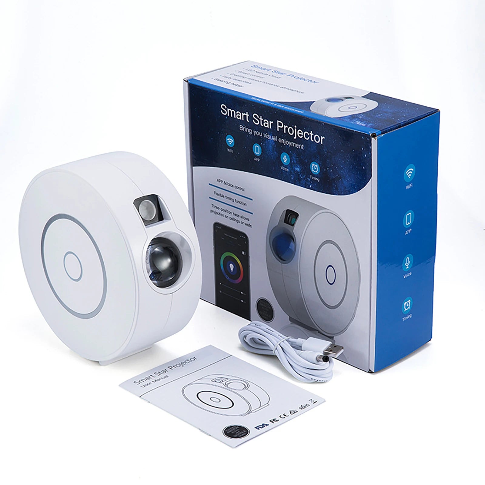 Tuya WiFi Intelligent Aurora Galaxy Starry Sky Projector Intelligent Voice Control System APP Control Projector LED Lights Gift