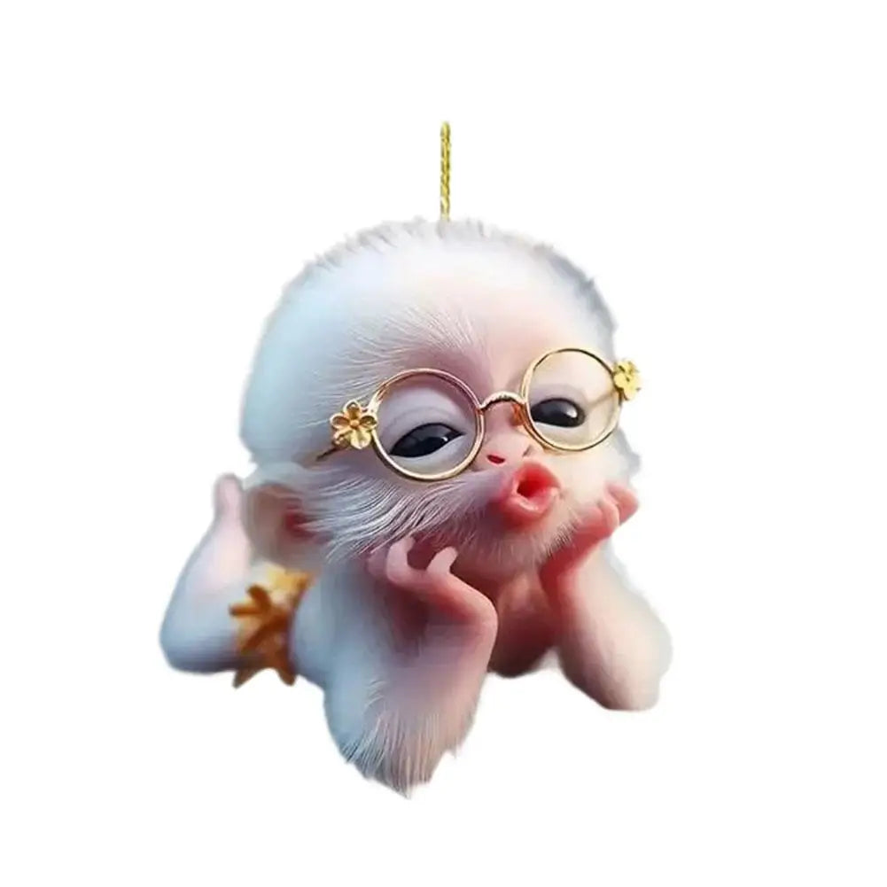 2D Acrylic Monkey Pendant Personalized Decor Pendant Christmas Monkey Pendant Acrylic Ornament For Car Cartoon Xmas Tree Decor