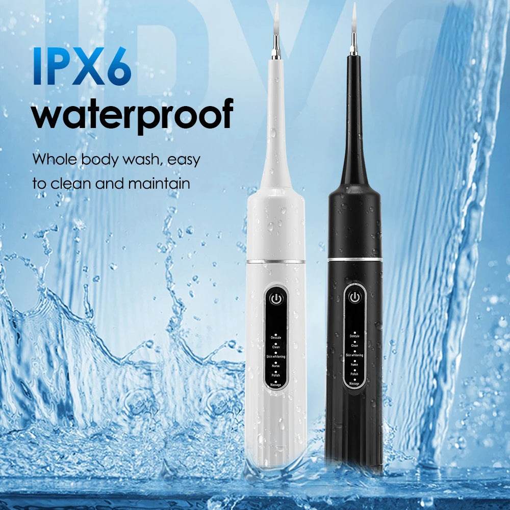 Electric Teeth Cleaner 6-gear Modes Portable Toothbrush Tartar Remover High Frequency Vibration Tartar Cleaning Whitening Teeth