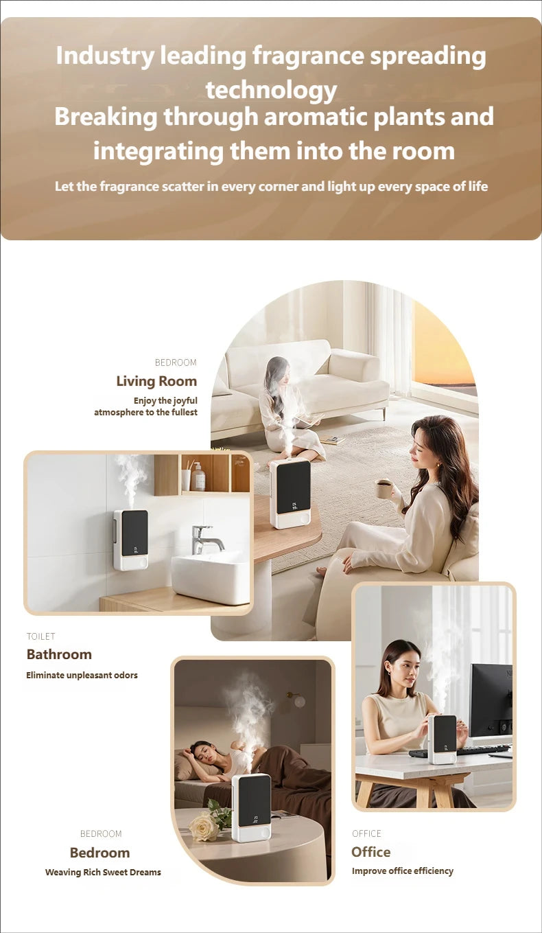 Smart Aroma Diffuser Air Purifier 5 Gears Digital Display for Plant Essential Oils Wall Mount Tabletop USB Charging Living Room
