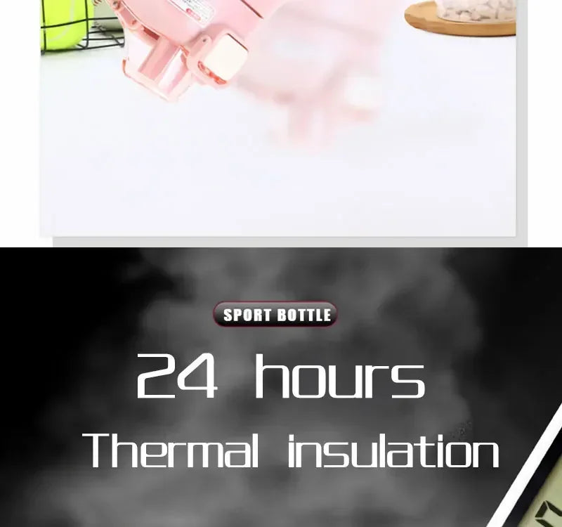 Thermos Vacuum Stainless Cup Thermal Cold Hot Insulated Stainless Steel Water Bottle with Straw Water Bottles