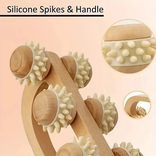1 Pcs Wooden Massage Roller Tool, Manual Wooden Massager, Wood Back Massage Roller for Neck Leg Back Deep Tissue Muscle Massage