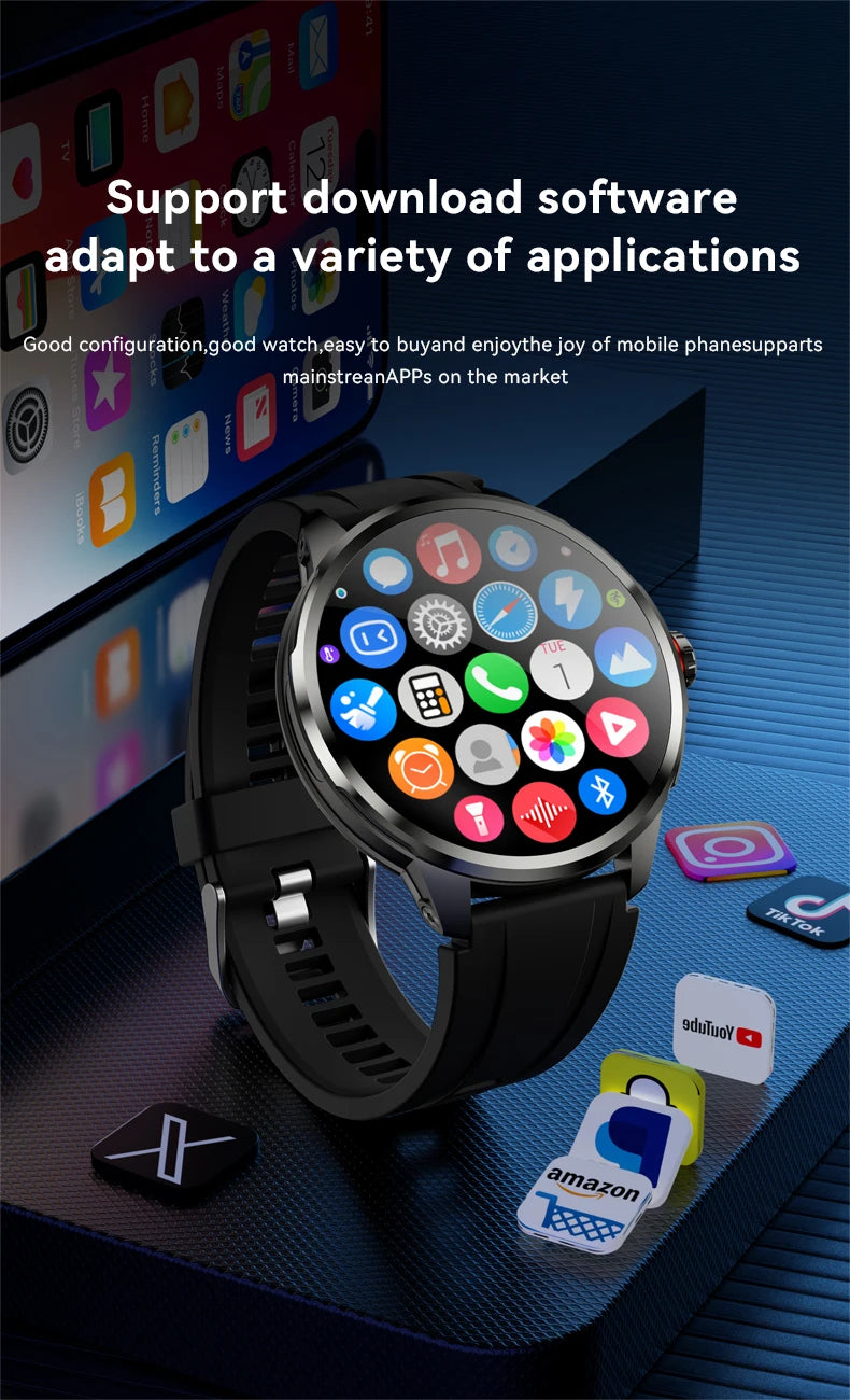 4G Full Network Smart Watch 8GB+128GB RAM 1.95 inch HD Screen 900W Video Call 2100mAh WIFI GPS Google Play Smartwatch Flashlight