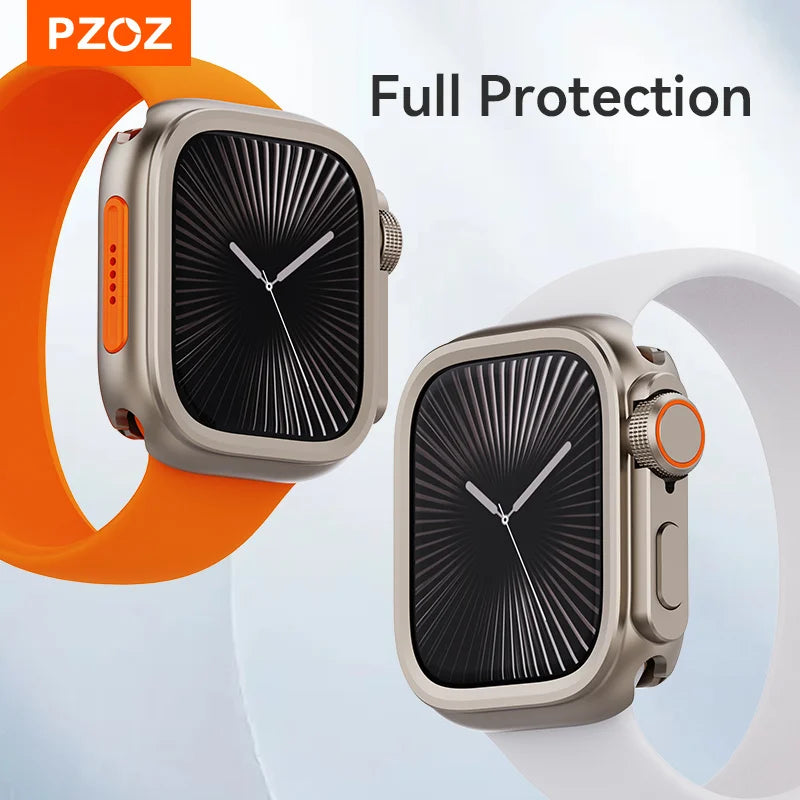 PZOZ For iWatch Ultra 2 3 Metal Shell PC Back Cover For Apple Watch Case Series 11 10 9 8 7 se 6 45mm 44mm Change to Ultra 49mm
