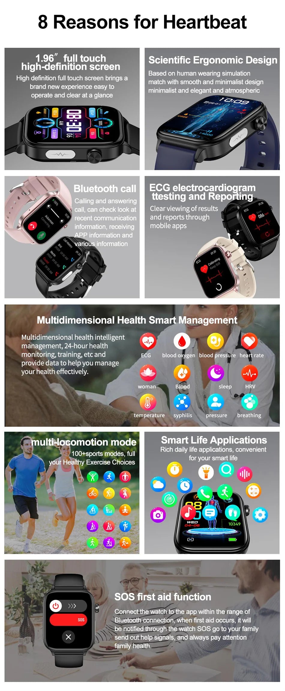 2026 New ECG+PPG Health Smartwatch Men Blood Fat Uric Acid Heart Rate Blood Pressure Bluetooth Call Waterproof Smart Watch Women