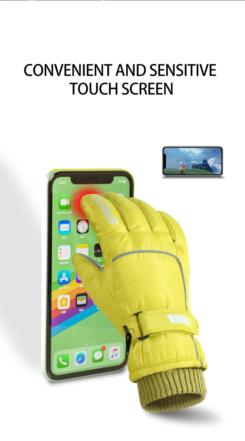 Men's AND WOMEN'S Professional Winter Warm Skiing Gloves, Warm Snow Gloves, Waterproof Motorcycle Gloves, Smile 506 Touch Screen