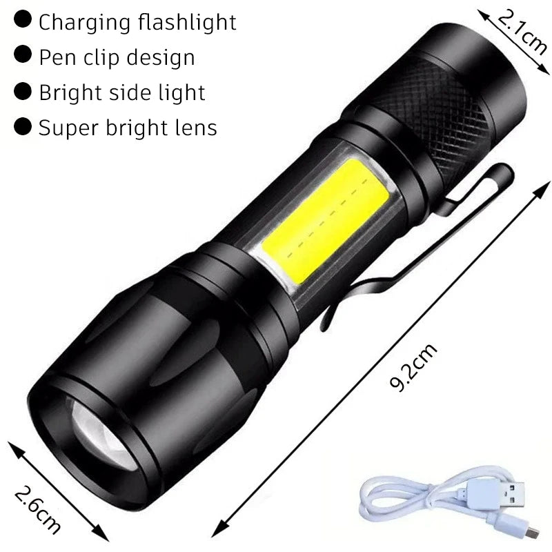 Ultra Bright P50 LED Flashlight Tactical EDC Zoomable Handheld Torch Emergency Spotlight  14500 18650 Battery