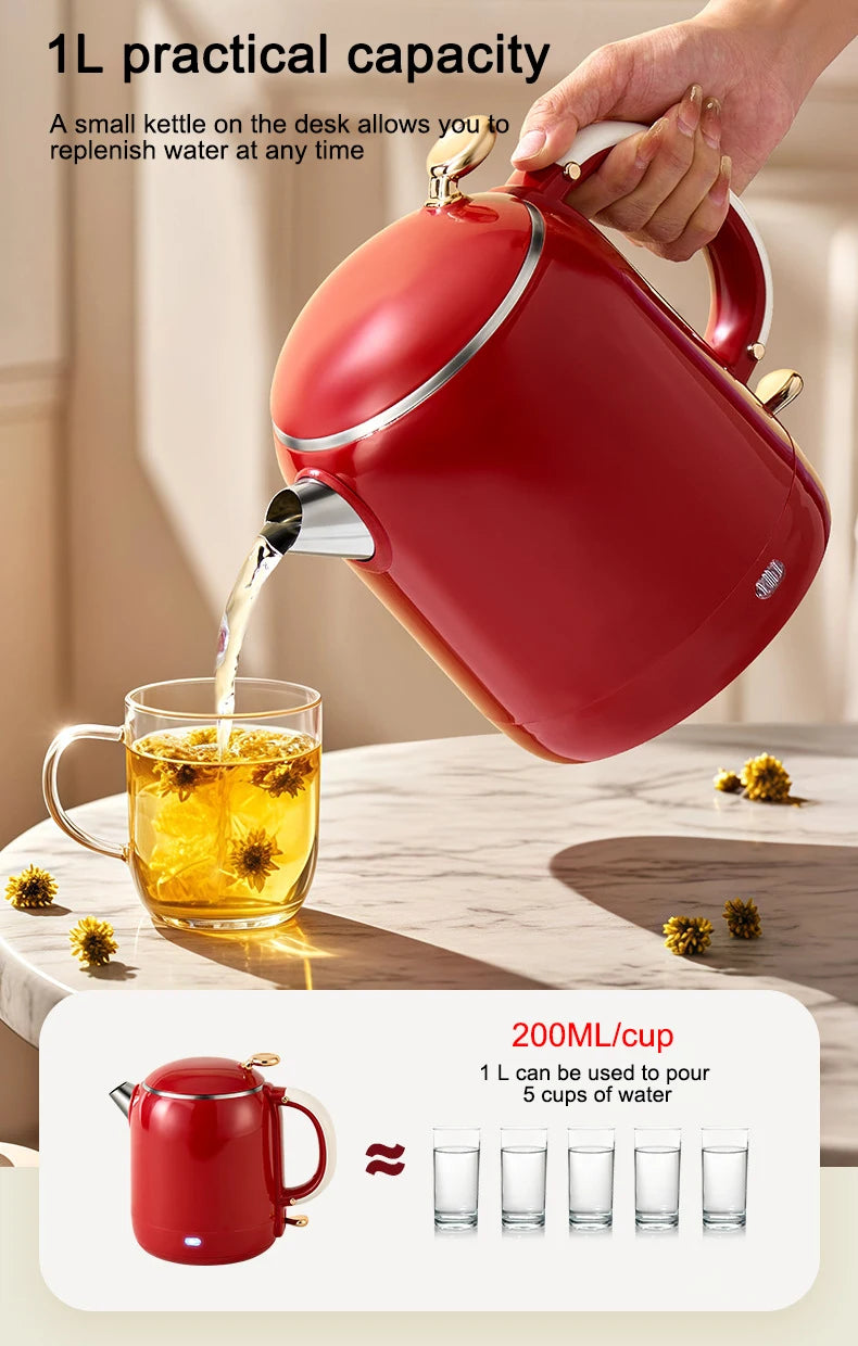 Thermostatic Electric Kettle Household 304 Stainless Steel Insulation Boiling Water Teapot Coffee Thermo Bottle Boiler Pot 1L