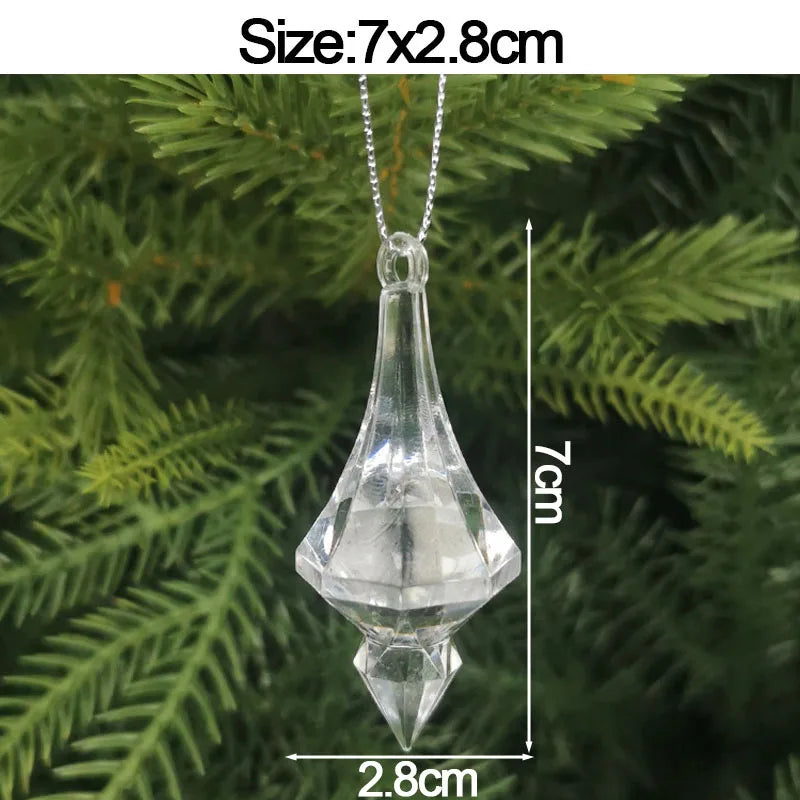5pcs Christmas Home Decorations Crystal Acrylic Ornaments Snowflake Elk Xmas Tree Hanging Pendants Navidad 2025 New Year Gift
