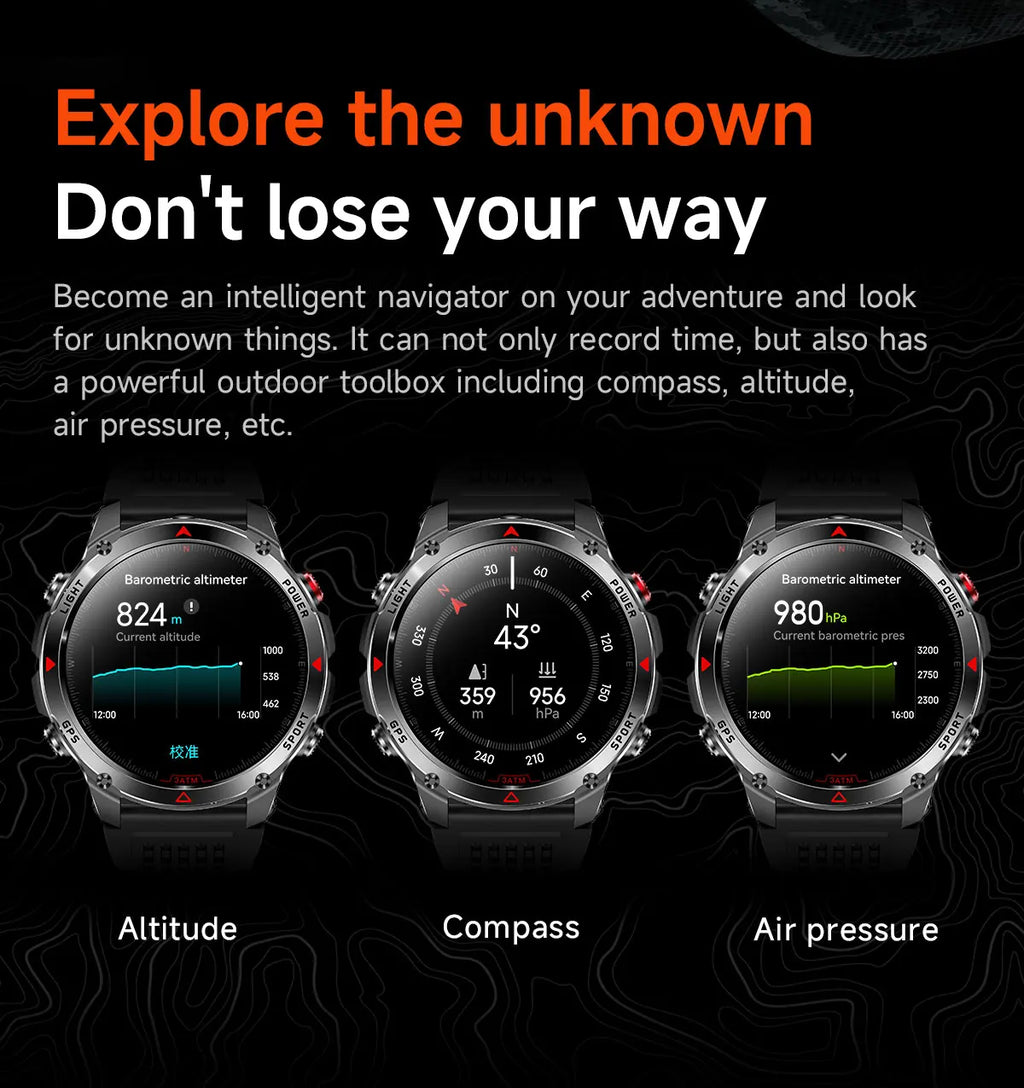 T-Rex 3 Pro Military Grade AGPS Smart Watch 10ATM Waterproof Dual-band GNSS Compass Altimeter AMOLED Swim Sports Smart Watch Men