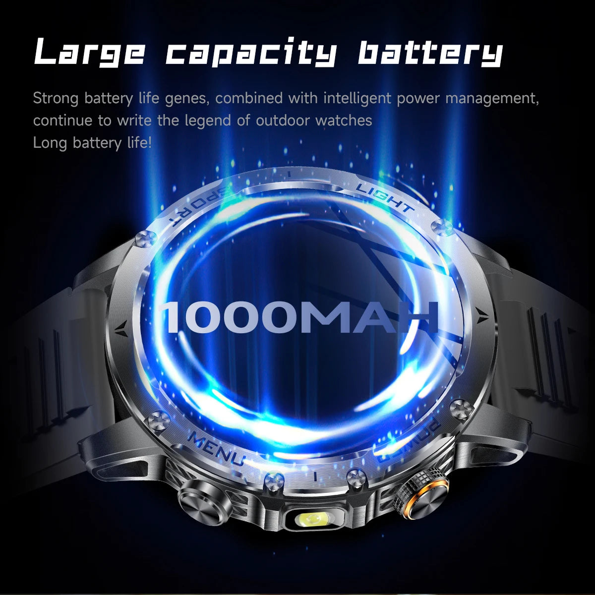 LIGE New GPS Outdoor Sports Smart Watch Men AMOLED Screen LED Flashlight Heart rate Waterproof Bluetooth Call 1000mAh Smartwatch