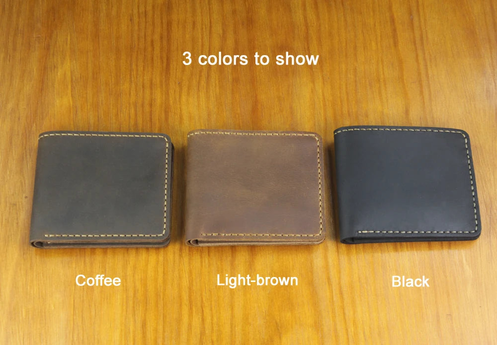 Luxury Handmade 100% Genuine Leather Men Wallet Purse Short Money Clip with Coin Pocket Male Money Bag Multi-Card Wallet Vintage