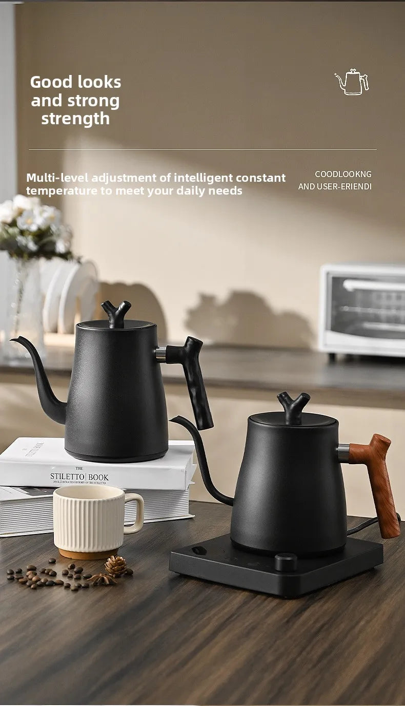 1000ML Stainless Steel Gooseneck Electric Kettle with Digital Temperature Control for Precise Brewing of Coffee and Tea