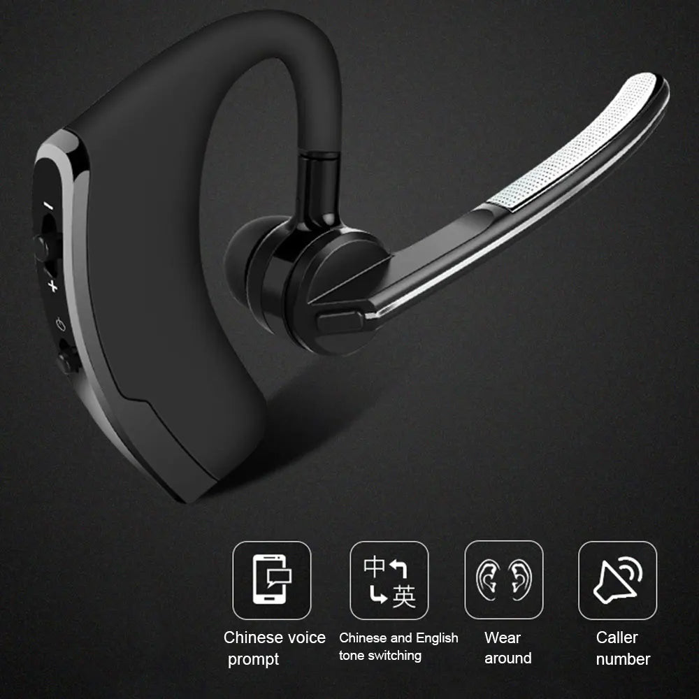 New V8/V9 Business bluetooth headset stereo HD wireless Headphone Car hands-free Earphone with HD Mic for iPhone Samsung Huawei