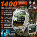 2026 Military 5ATM Waterproof Smart Watch Men 1400mAh Battery GPS Tracks 2.01" HD AMOLED Bluetooth call Sport Fitness Smartwatch