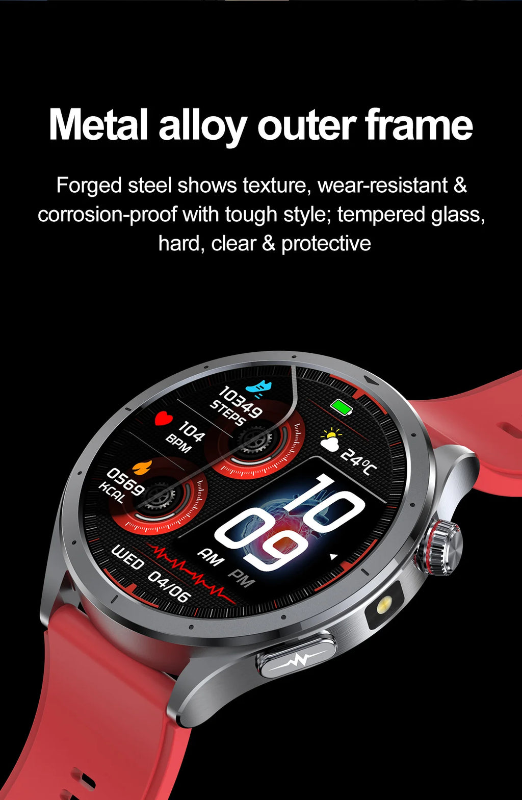 2026 New Body Fat Analysis Health Smart Watch ECG+PPG Uric Acid Blood Pressure Blood Oxygen Clock Call Smart Watch For Men Women