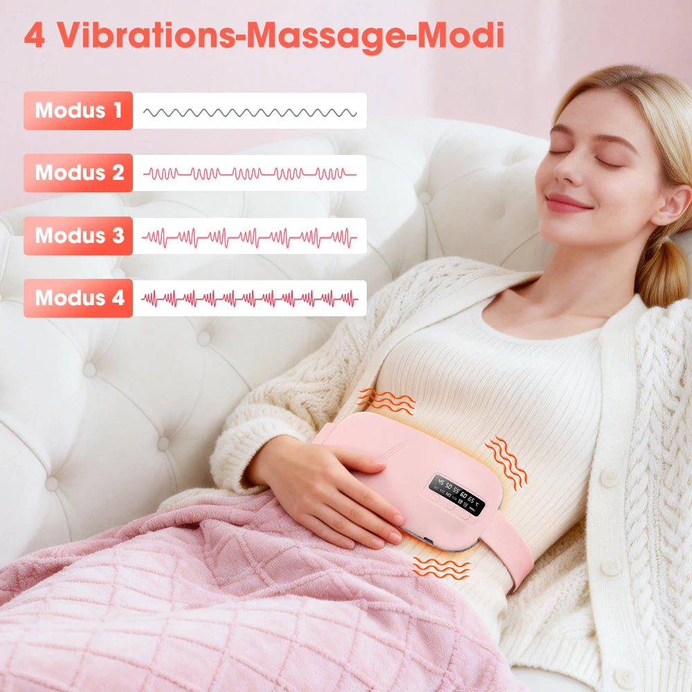 Women's Intelligent Menstrual Heating Belt 5-Speed Heat 4-Speed Vibration Massage Womb Warmer Nuangongbao Period Relief Waist Mat