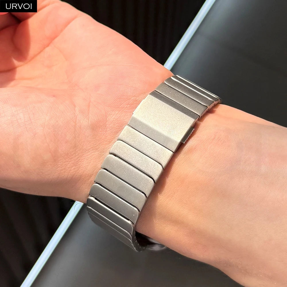 URVOI Titanium link bracelet for Apple Watch Ultra 3 2 Series 11 10 9 8 7 SE magnetic buckle strap wristband 45 49mm